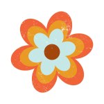 Retro Distressed Flower - Vintage Grunge Floral Element