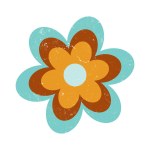Retro Distressed Flower - Vintage Grunge Floral Element