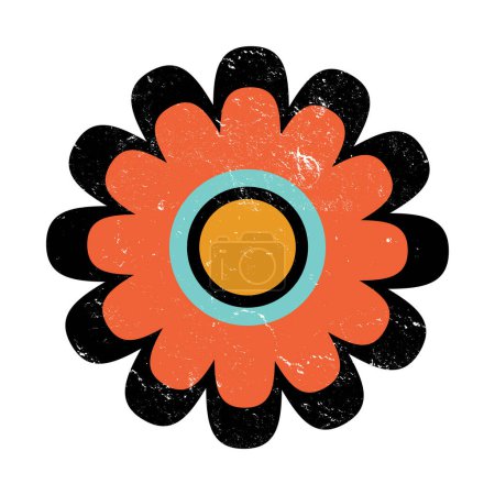 Téléchargez les photos : Fleur Perturbée Rétro - Élément Floral Vintage Grunge - en image libre de droit