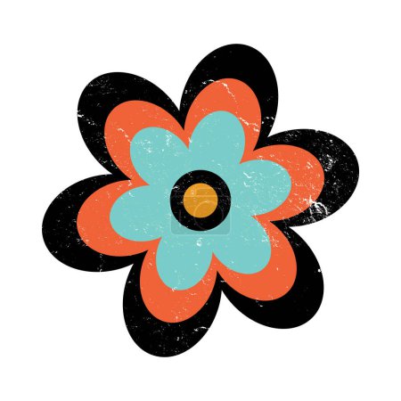 Flor angustiada retro - elemento floral grunge vintage