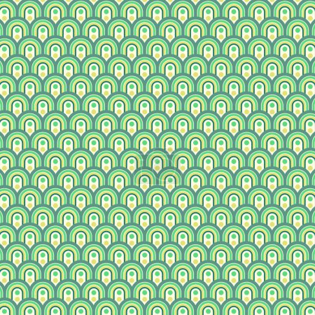 Photo for Retro 60s 70s - Groovy Green - Vintage Bohemian Tile Pattern - Royalty Free Image