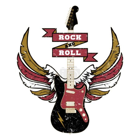 Foto de Rock And Roll - Guitarra eléctrica retro diseño angustiado - Imagen libre de derechos