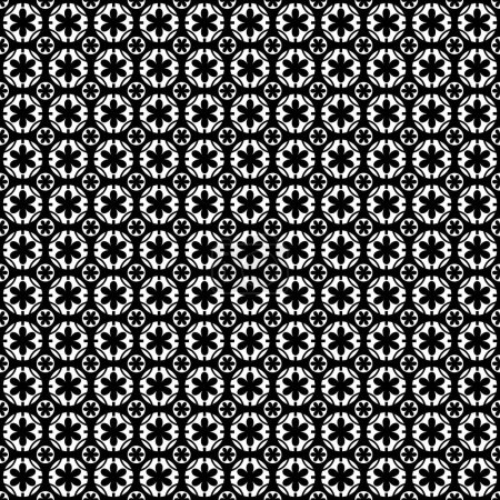 Black And White - Retro Daisy Flowers 1960s Mod Ska Two-Tone Tile Pattern 