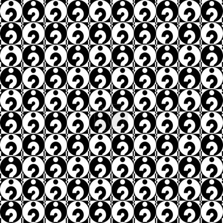 Black And White - Retro 1960s Mod Ska Two-Tone Tile Pattern