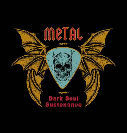 Foto de Metal - Dark Soul Sustenance - Calavera con cuernos - Diseño de música rock heavy metal - Imagen libre de derechos
