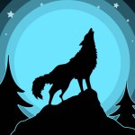 Howling Wolf - Blue Moon - Graphic Poster Art 