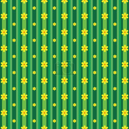 Daisy Stripes - Vert et jaune - motif tuile florale 