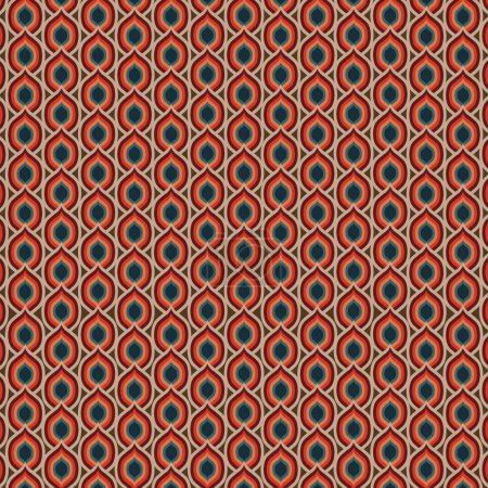 Retro 1960s1970s Style Colorful Tile Pattern 
