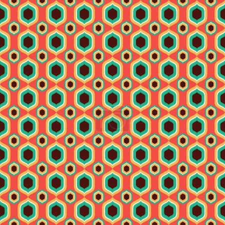 Retro 1960s 1970s Colorful Mid-Century Tile Pattern