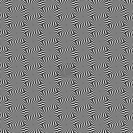 Retro 60s Blanco y Negro Multi espiral patrón de azulejo
