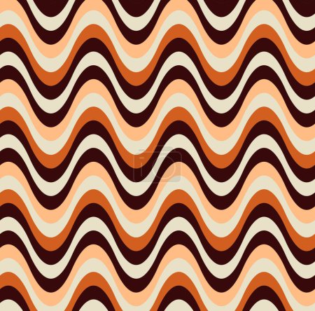 Photo for Retro 60s 70s Wavy Lines Bohemian Tile Pattern - Royalty Free Image