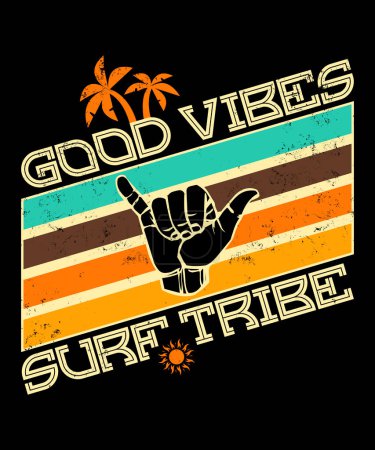 Good Vibes - Surf Tribe - Retro Surfing Beach Plakatkunst 