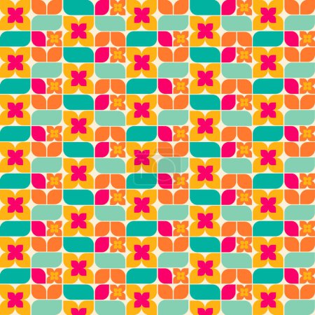 Seventies Floral Abstract - Hippie - Rétro 60s 70s - Flower Power Tile Pattern 