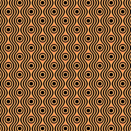Orange And Black - Tiger Wave - Retro Seventies Hippie Style Tile Pattern