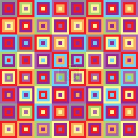 Photo for Retro Modern - Multi-Coloured Squares Blocks Tile Pattern - Royalty Free Image