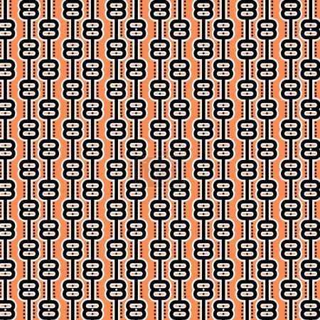 Mid-Century Modern - Retro 1970s Style Orange Black Tile Pattern