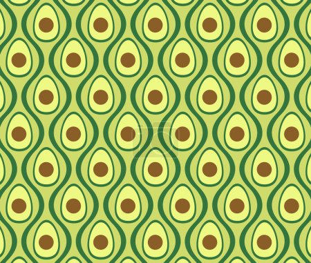 Photo for Retro Green Avocado Vegan Vegetarian Tile Pattern - Royalty Free Image