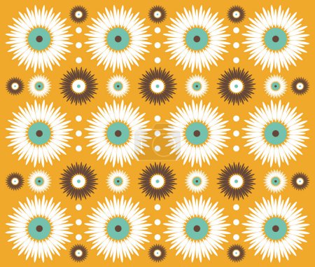 Kühne Blumen auf Gelb - Helles Floral Tile Design 