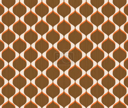 Retro 1970 - Marrón y naranja - Patrón de azulejos vintage de mediados de siglo
