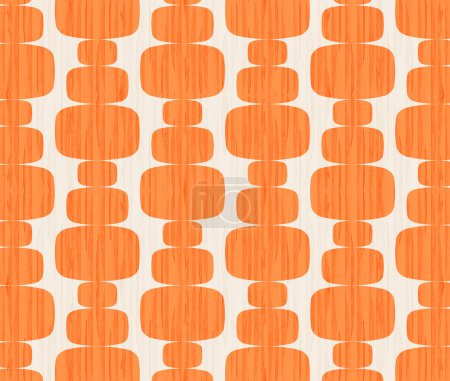Retro 1970's Orange Textured Stones - Mid-Century Tile Pattern 