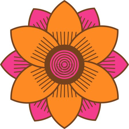 Téléchargez les photos : Style rétro mi-siècle rose et orange Fleur - en image libre de droit