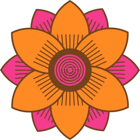 Téléchargez les photos : Style rétro mi-siècle rose et orange Fleur - en image libre de droit