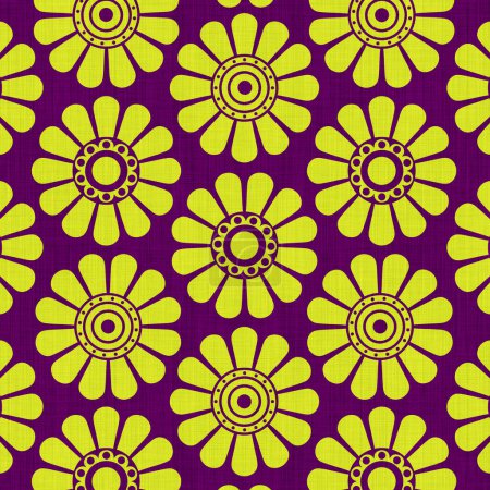 Cyber Lime Green Flowers auf lila Muster