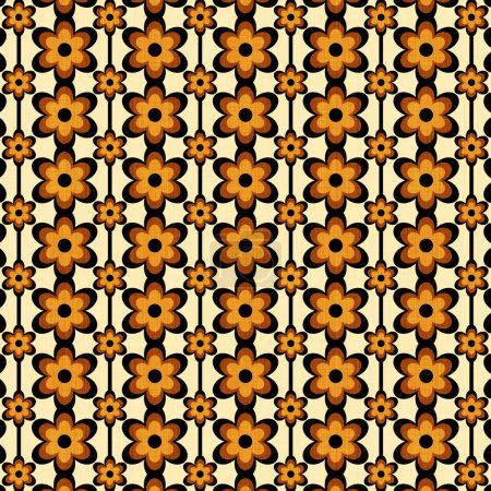 1970s Orange And Brown Floral Pattern