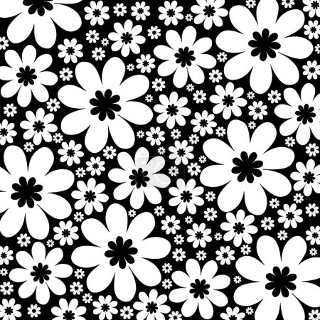 Schwarzes und weißes Gänseblümchen-Blumenmuster