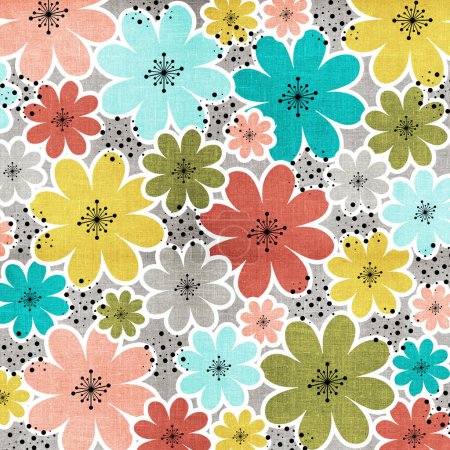 Multi Colored Textured Daisy Flower Pattern