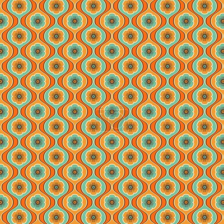 70s Style Mid Century Retro Floral Pattern