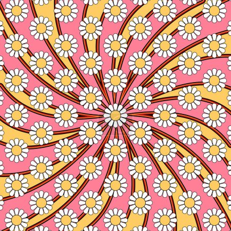 Daisy Flowers Spiral Floral Pattern