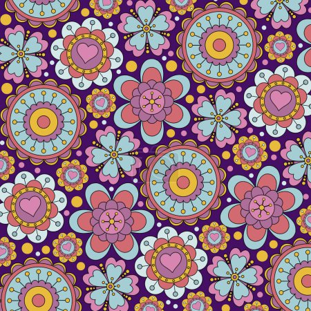Sixties Flower Power Hippie Floral Funky Boho Pattern