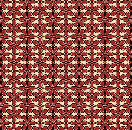 60s 70s Style Retro Vintage Mid Century Red Daisy Flower Pattern