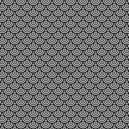 Retro moderno 60s 70s negro y blanco sesenta círculos patrón