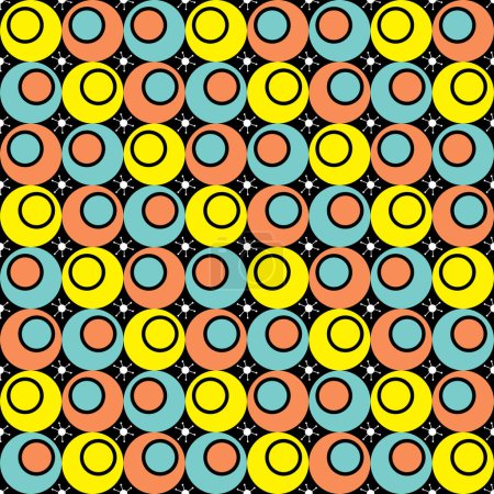 Retro 1950 mediados de siglo colorido rojo azul amarillo patrón atómico
