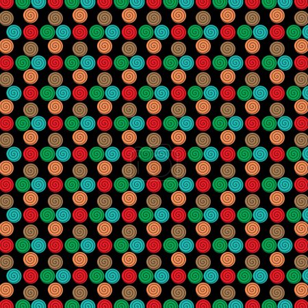Patrón de fondo de espirales y círculos multicolor