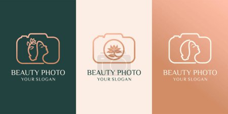 Illustration for Set of camera, nature photo studio and beauty photo logo vector illustration - Royalty Free Image