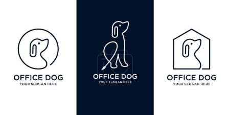 Téléchargez les illustrations : Collection bureau chien logo icône ensemble - en licence libre de droit