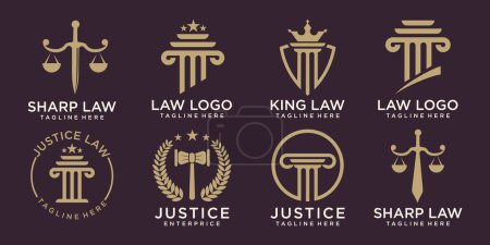 Ilustración de Conjunto de logotipo del bufete de abogados. elegante ley y abogado firma vector logo diseño - Imagen libre de derechos