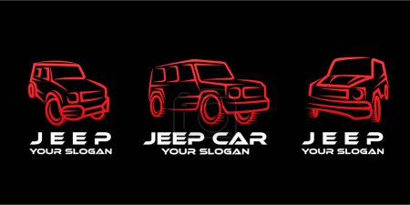 Illustration for Off-road car jeep vehicle logo icon sign design for adventure travel agency or club. - Royalty Free Image