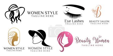 Illustration for Collection Women Beauty Hair Salon Logo Design - Royalty Free Image