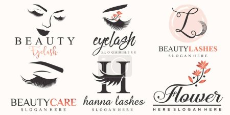 Frauen Schönheit und Wimpern Symbol Set Logo-Design