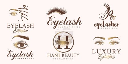 Luxus Schönheit Wimpern Verlängerung Symbol Set Logo-Design
