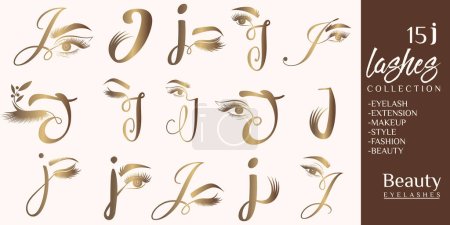 Eyelashes logo with letter J concept