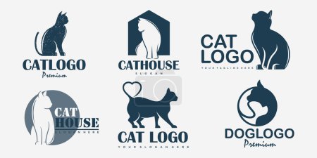 Ensemble d'icônes pour chien et chat Design de logo. Illustration vectorielle.