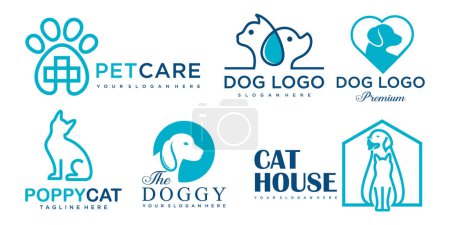 Chien et chat, animal animal icône set logo design inspiration
