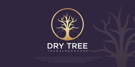 Téléchargez les illustrations : Design logo arbre sec, saison sèche avec cercle logo - en licence libre de droit