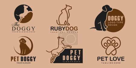 Ensemble de chien et chat animaux modèle de conception de logo