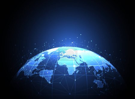 Téléchargez les illustrations : Connexion au réseau mondial. World map point and line composition concept of global business. Illustration vectorielle - en licence libre de droit
